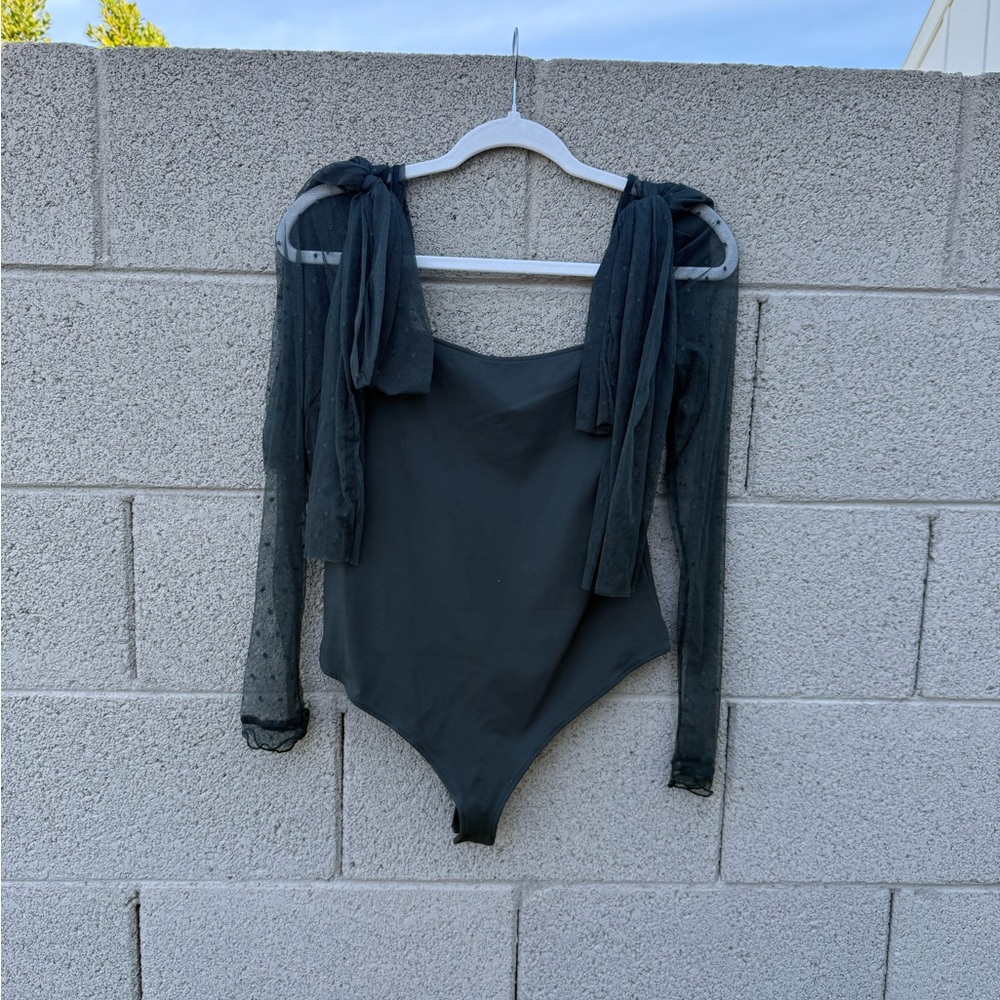 Emerald Green Sheer Sleeve Bodysuit